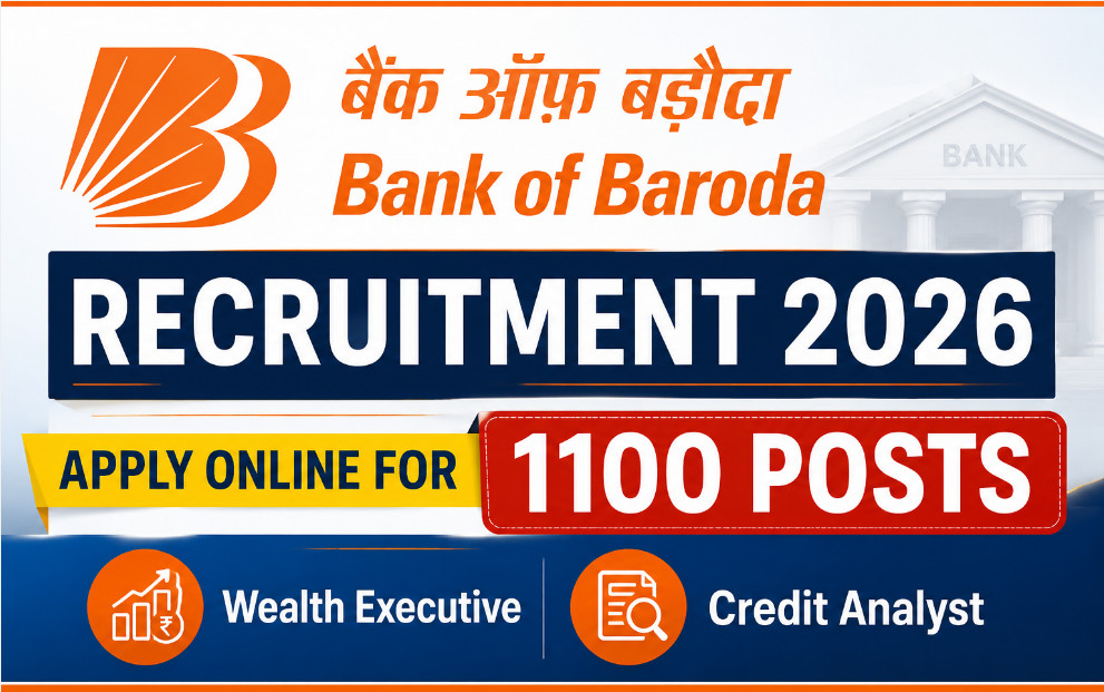 Bank of Baroda Recruitment 2026 Apply Online for 1100 Wealth Executive & Credit Analyst Posts